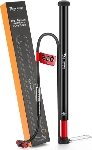 WEST Biking Updated Bike Pump with Gauge, High Pressure 260Psi, Bicycle Floor Pump Inflator for Road Bike MTB