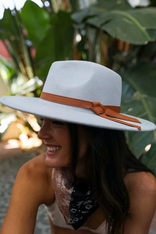 Wide Brim Bolero Hat with Leather Ribbon