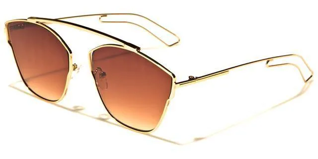 Women's Eyedentification Flat Mirrored Lens Cat Eye Sunglasses