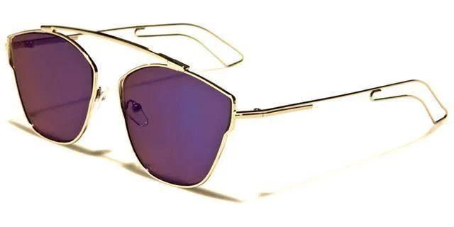 Women's Eyedentification Flat Mirrored Lens Cat Eye Sunglasses