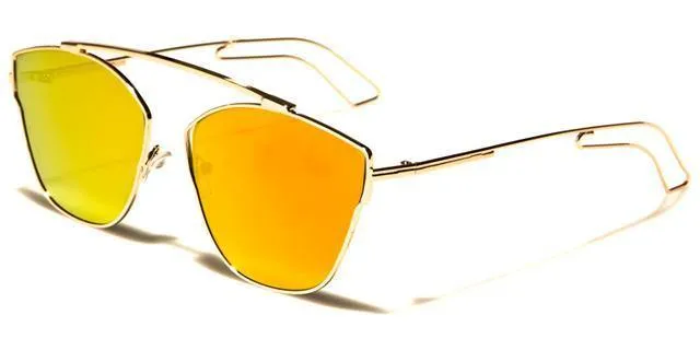 Women's Eyedentification Flat Mirrored Lens Cat Eye Sunglasses