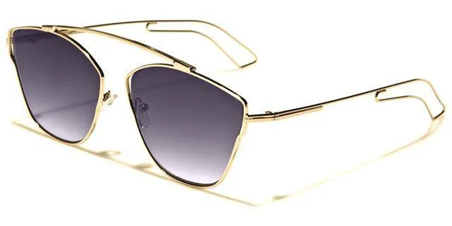 Women's Eyedentification Flat Mirrored Lens Cat Eye Sunglasses