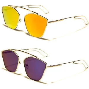Women's Eyedentification Flat Mirrored Lens Cat Eye Sunglasses