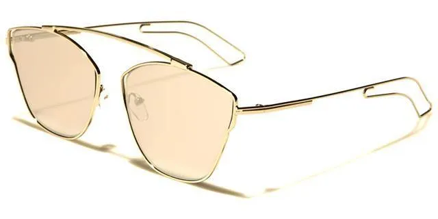 Women's Eyedentification Flat Mirrored Lens Cat Eye Sunglasses