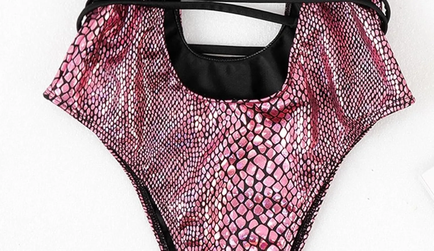 Womens Rave Wear One Piece Bodysuit Snakeskin Print Sexy Leg Rings Swimsuit for Festival Dance Rave Clothing