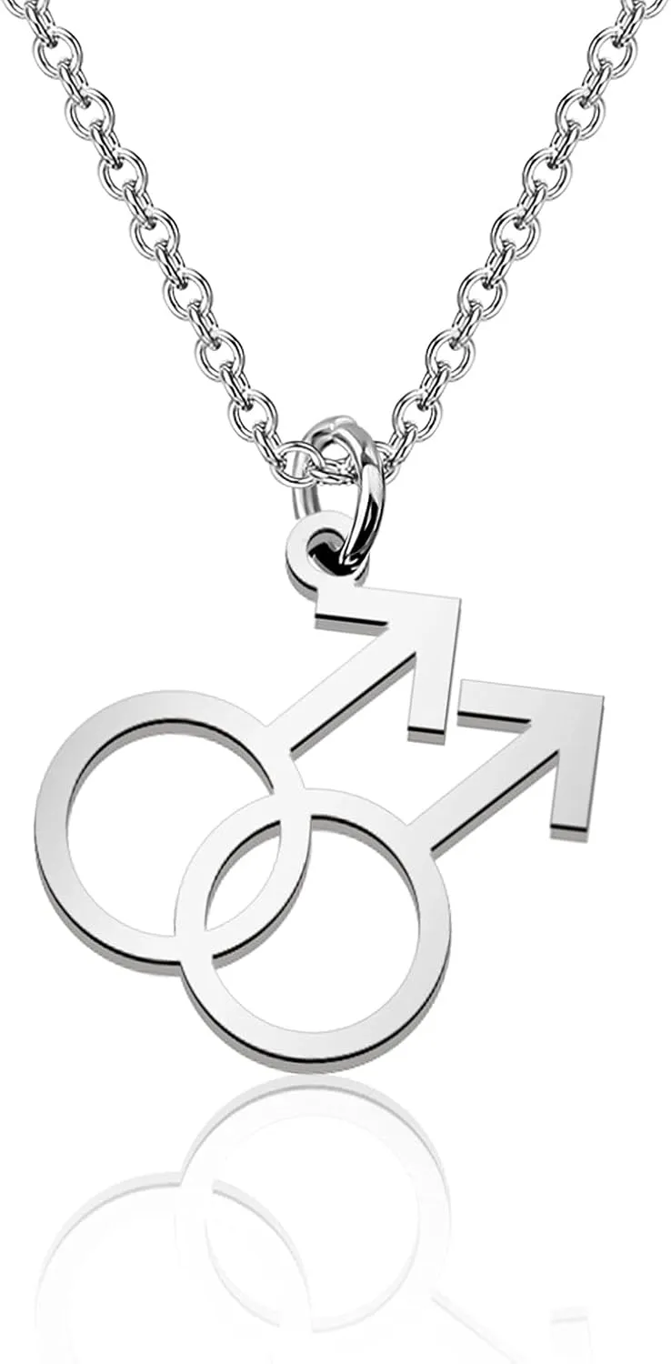 WSNANG Gay Gender Symbol Necklace LGBT Pride Stainless Steel Sign Pendant Necklace Couple Gifts
