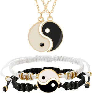 Yin Yang Couples Cat Necklace for 2, Men Stainless Steel Chain Friendship Matching Dog Necklaces for Women Trendy, Pet Cat Dog Lovers Valentines Day Gifts